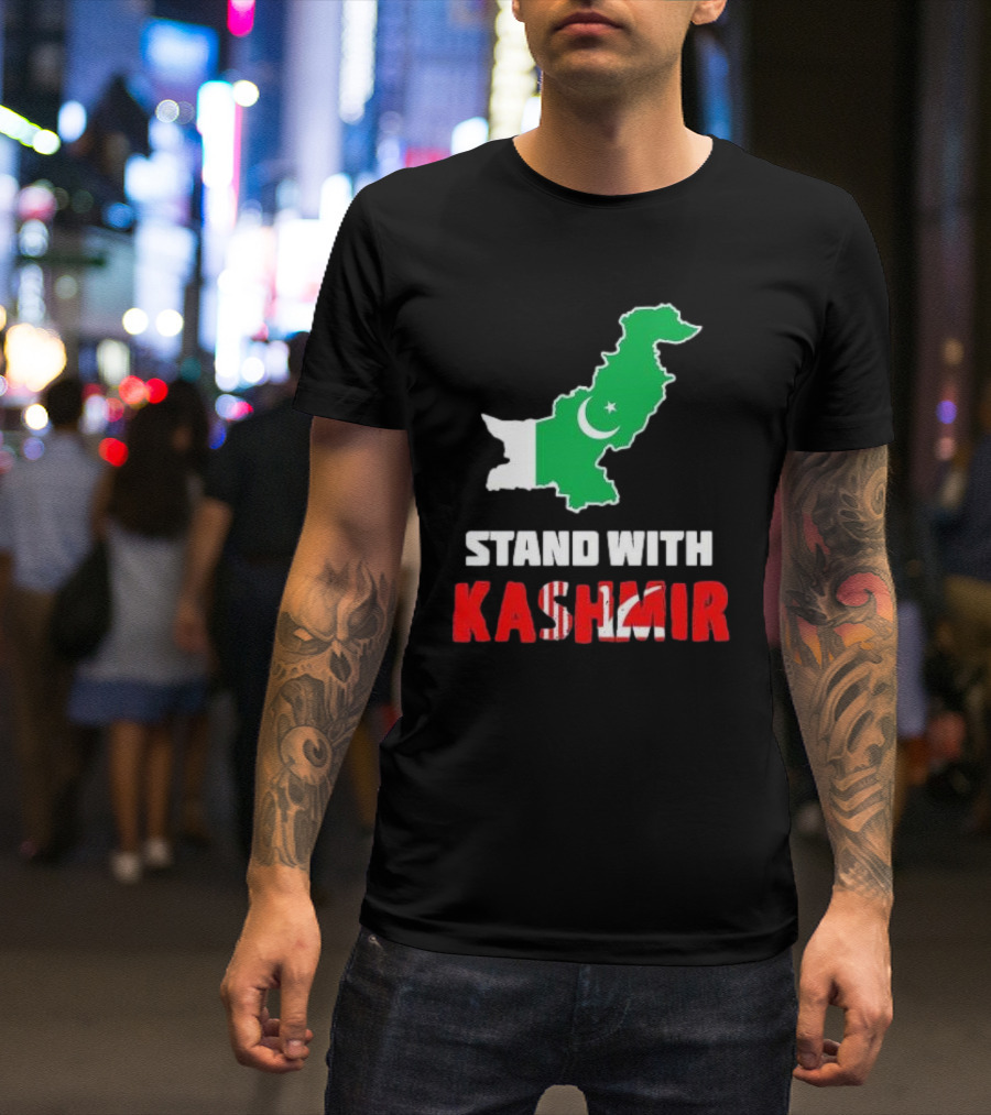 Stand With Kashmir Pakistan Map Patriotic Support T-Shirt
