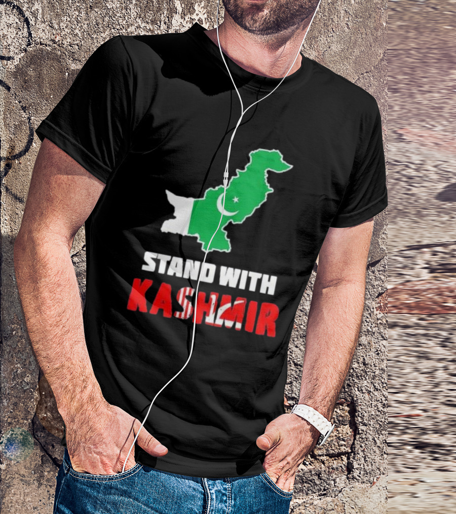 Stand With Kashmir Pakistan Map Patriotic Support T-Shirt