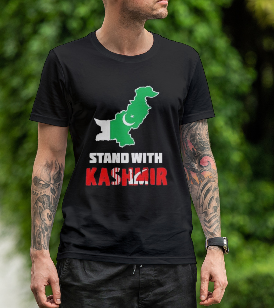Stand With Kashmir Pakistan Map Patriotic Support T-Shirt