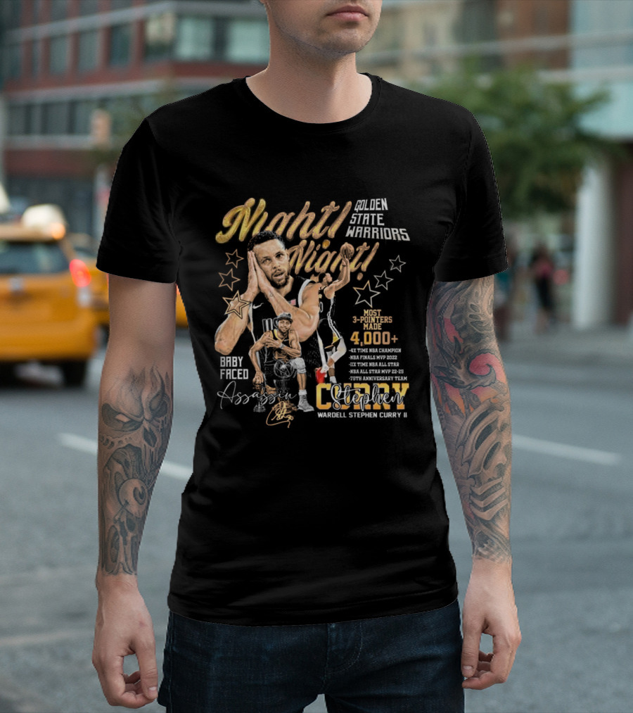 Night Night Baby Faced Stephen Curry Signature Golden State Warriors 3 Pointer Record T-Shirt