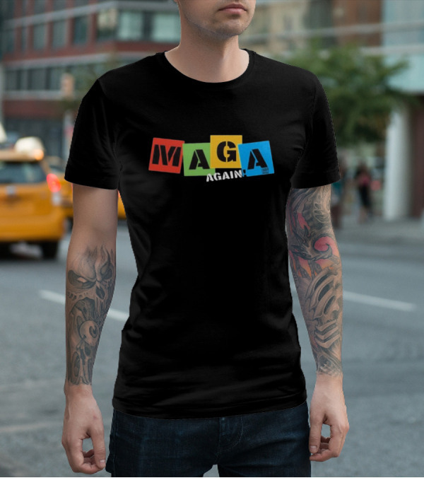 MAGA Again Block Letters Primary Colors T-Shirt
