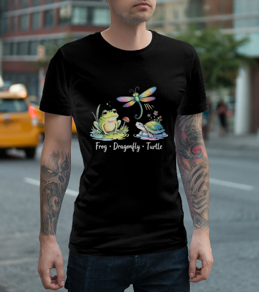 Frog Dragonfly Turtle Subtle Political Humor T-Shirt