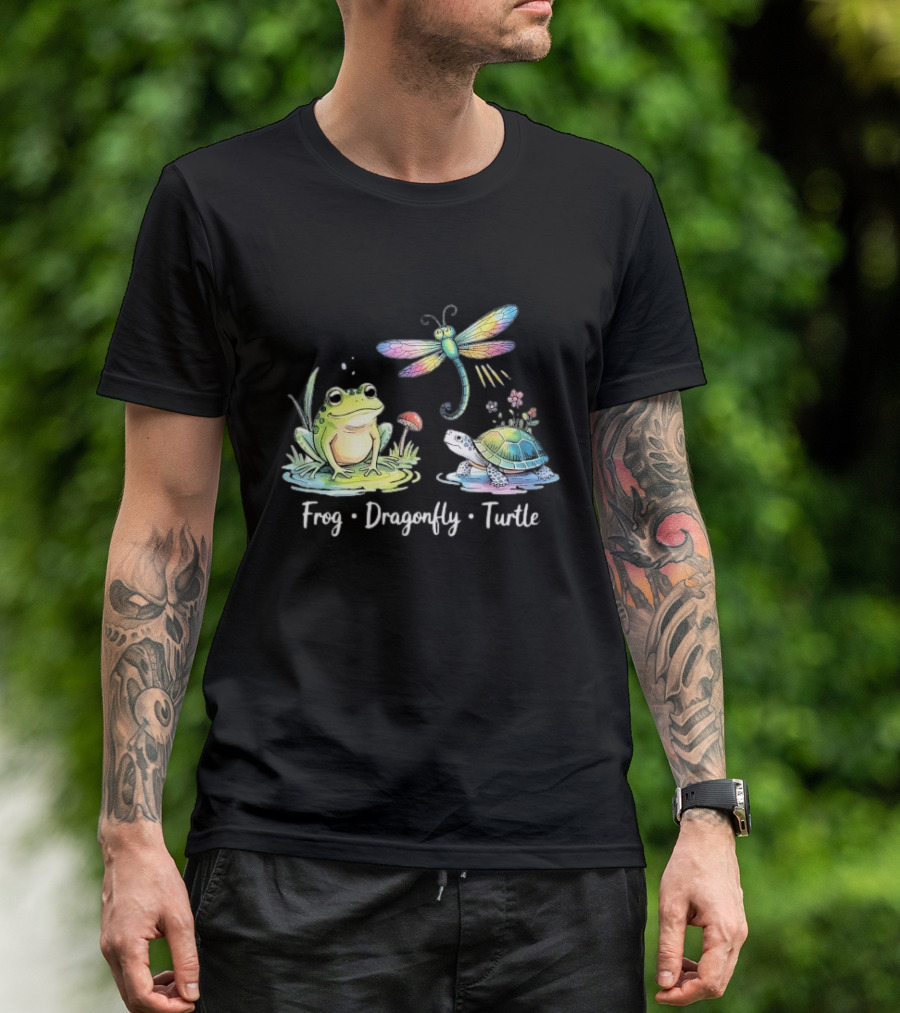 Frog Dragonfly Turtle Subtle Political Humor T-Shirt