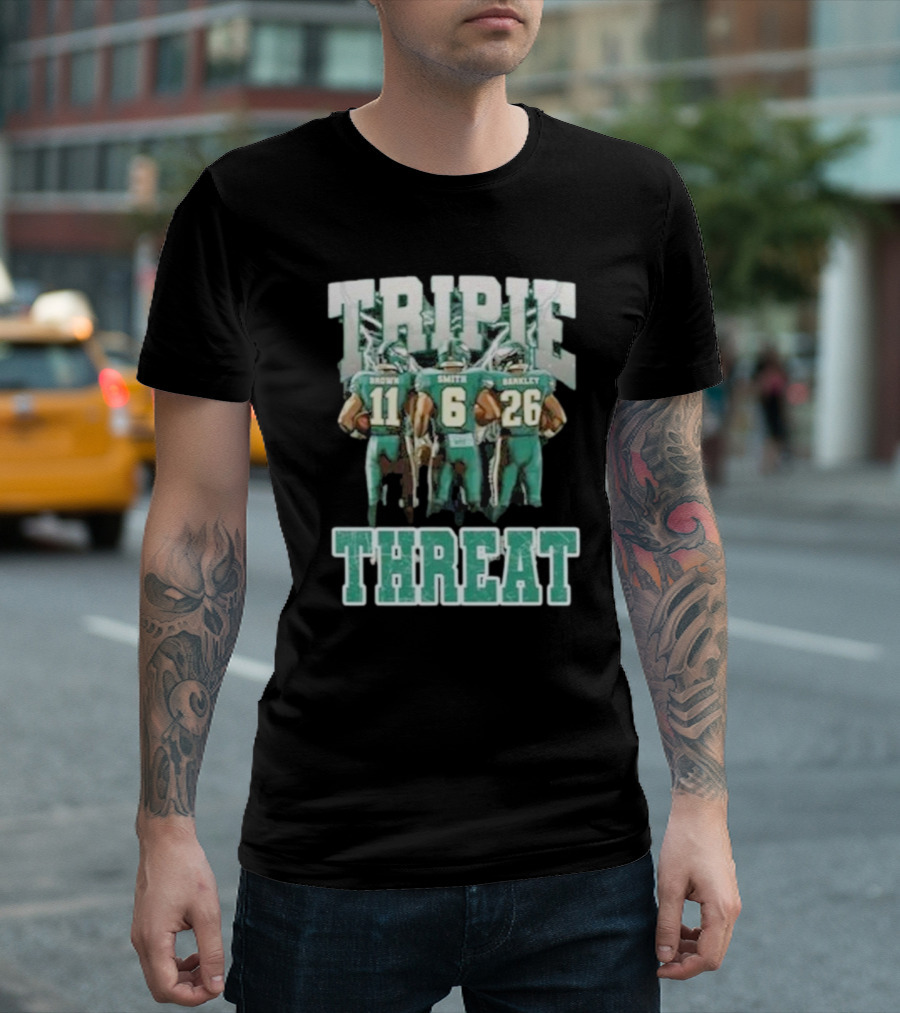 Triple Threat Brown Smith Barkley Philadelphia Football Eagles T-Shirt