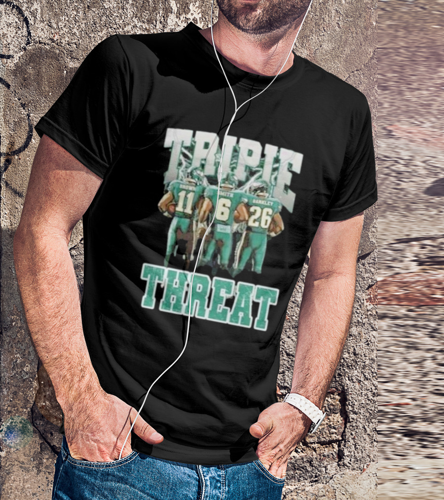Triple Threat Brown Smith Barkley Philadelphia Football Eagles T-Shirt