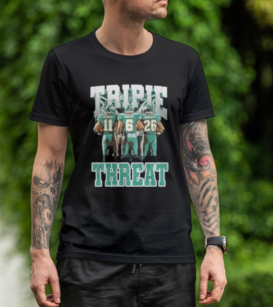 Triple Threat Brown Smith Barkley Philadelphia Football Eagles T-Shirt