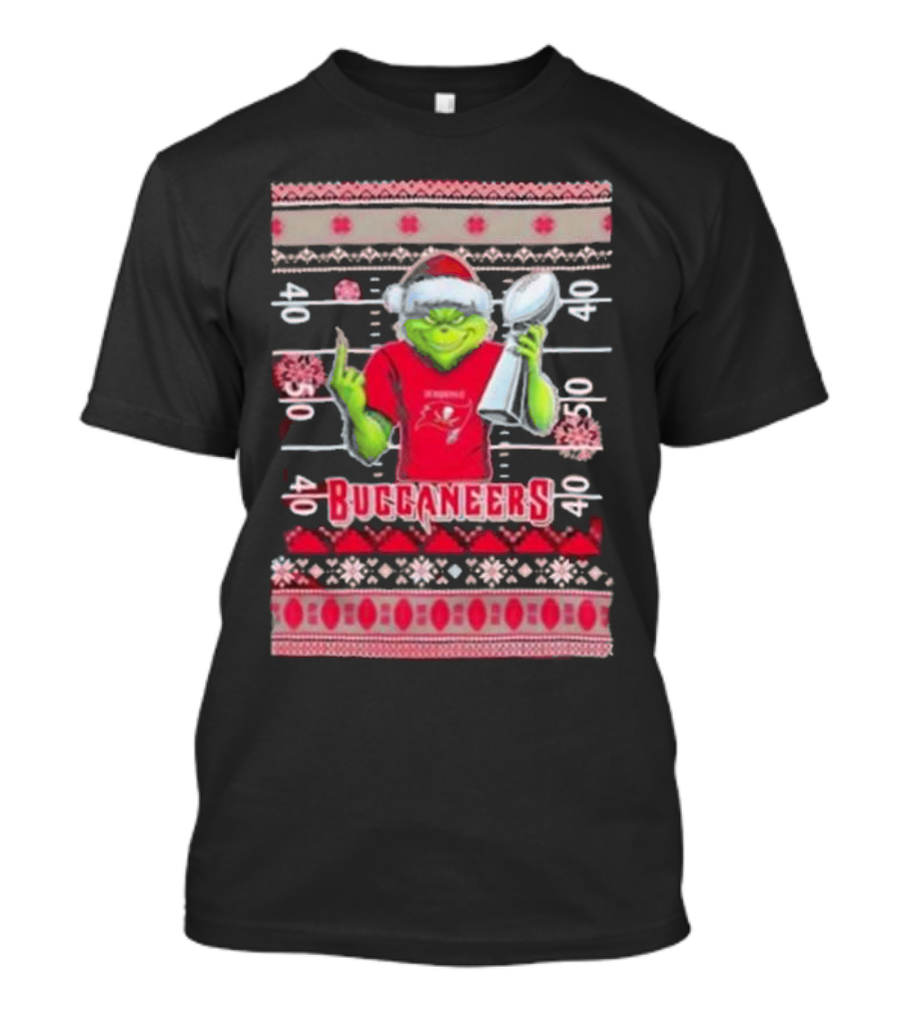 Tampa Bay Buccaneers Grinch Christmas Super Bowl Trophy Ugly Sweater T-Shirt