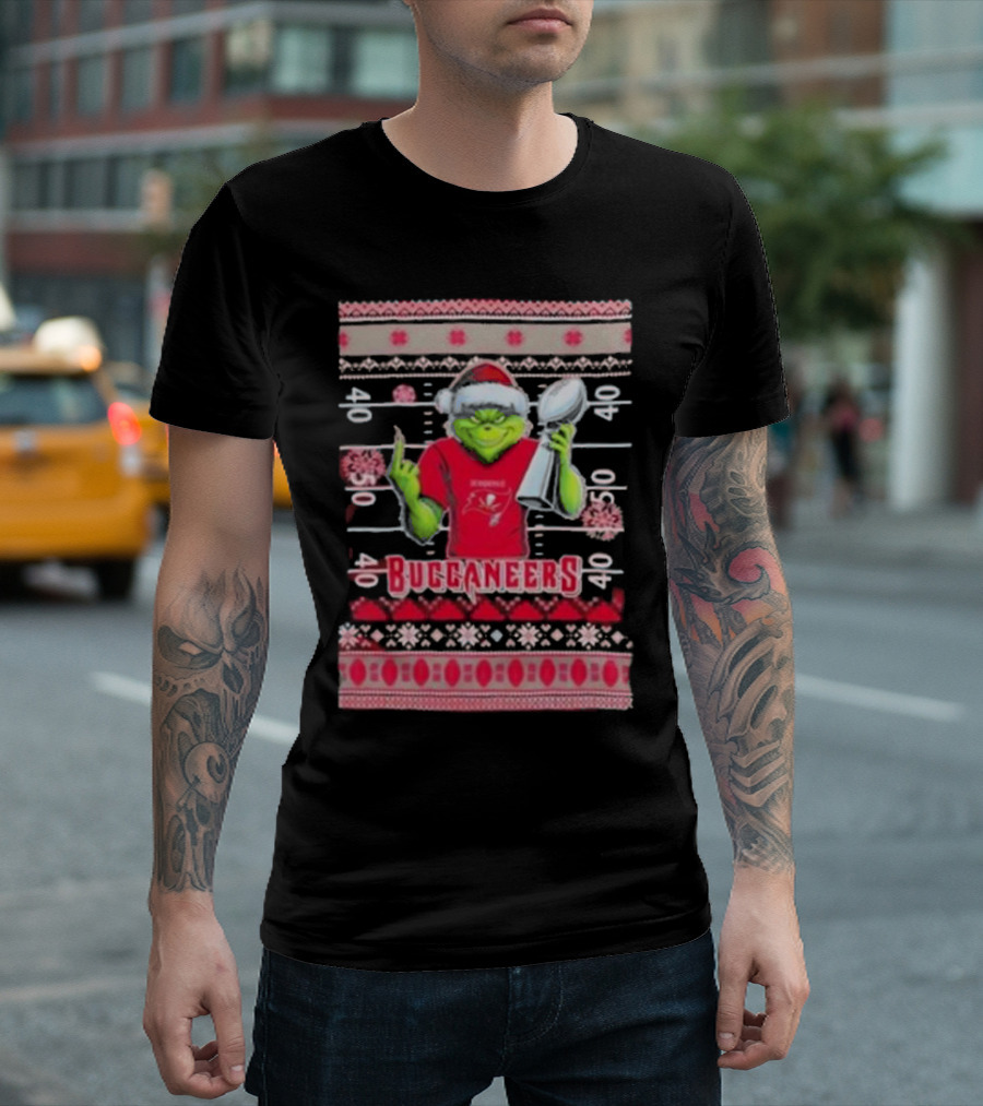 Tampa Bay Buccaneers Grinch Christmas Super Bowl Trophy Ugly Sweater T-Shirt