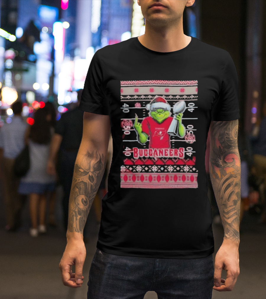Tampa Bay Buccaneers Grinch Christmas Super Bowl Trophy Ugly Sweater T-Shirt