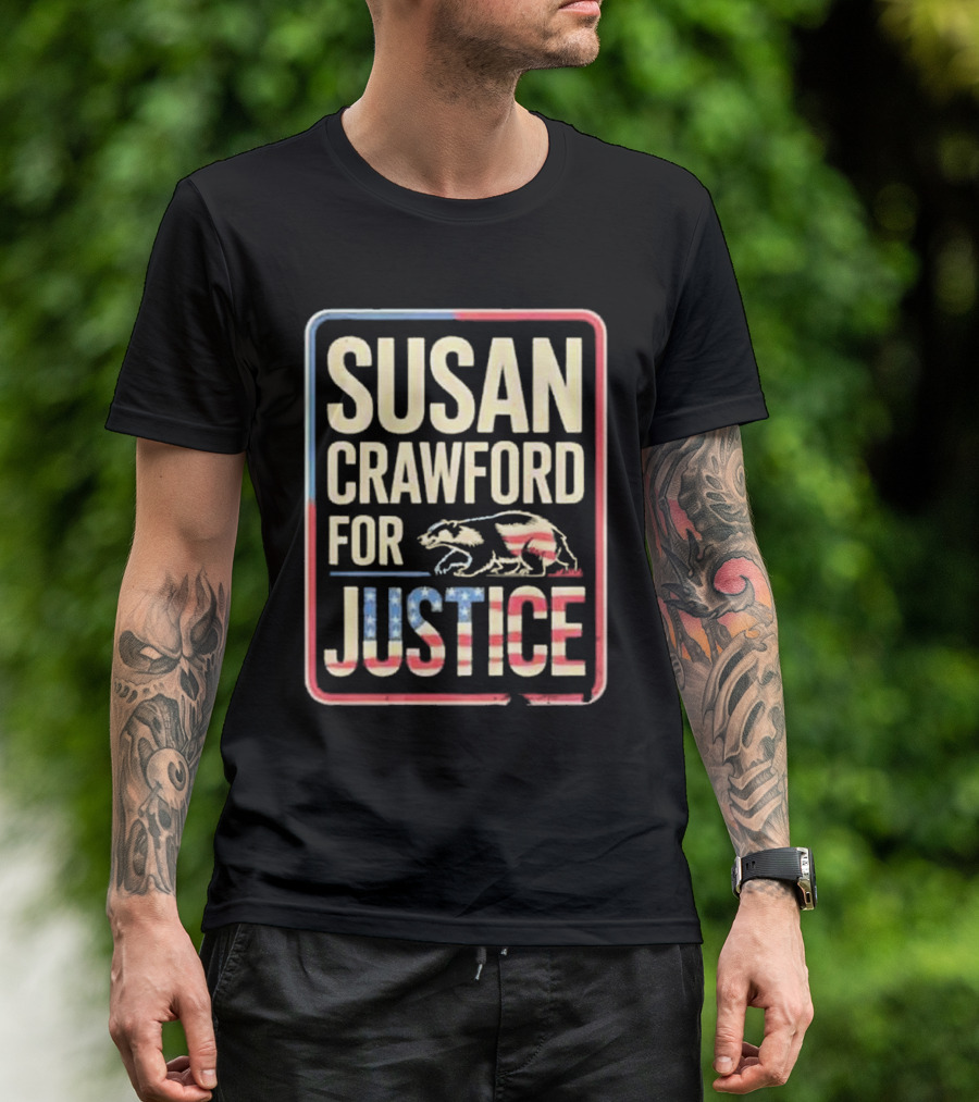 Susan Crawford For Justice Bear Flag Wisconsin 2025 T-Shirt