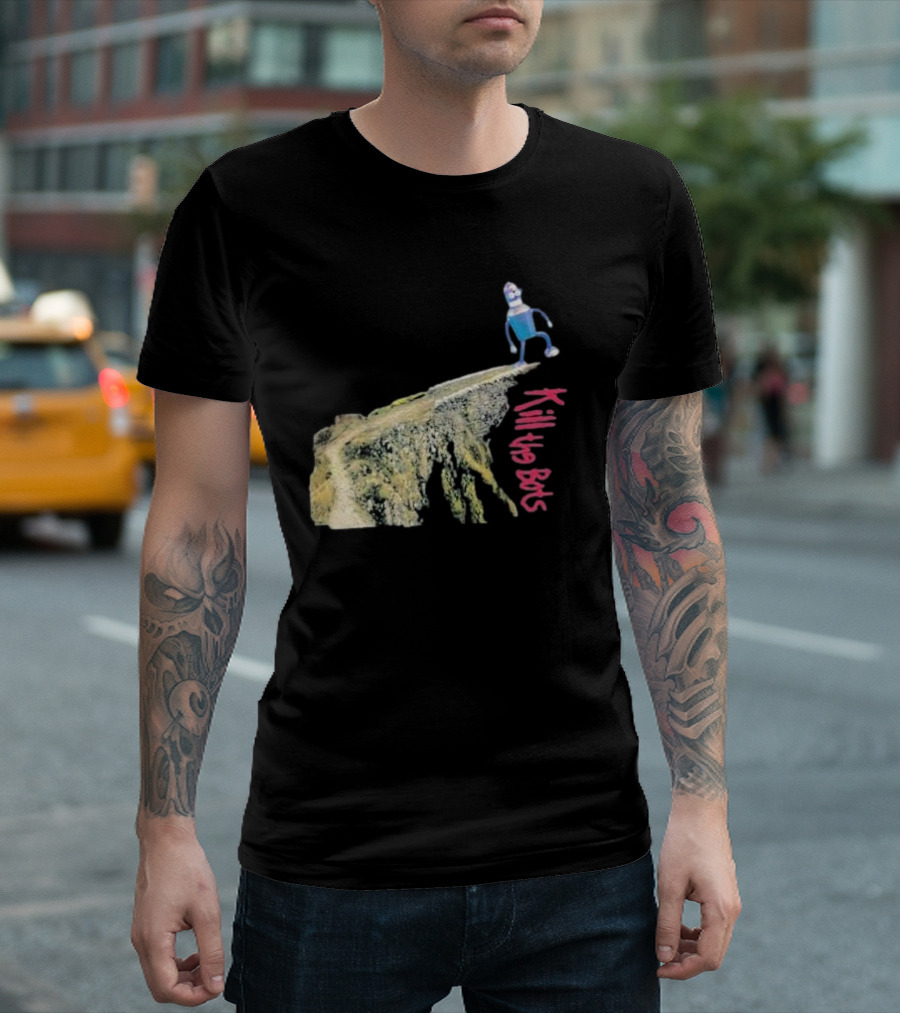 Tari Is For Humans Kill The Bots Robot on Cliff Edge T-Shirt