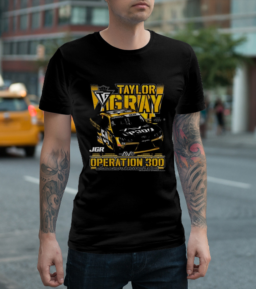 Taylor Gray Joe Gibbs Racing JGR Operation 300 SOC Aaron Vaughn Tribute T-Shirt