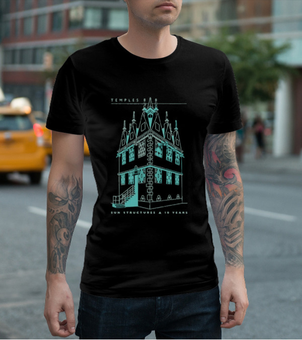 Temple Sun Structure Blueprint Isometric 2025 T-Shirt