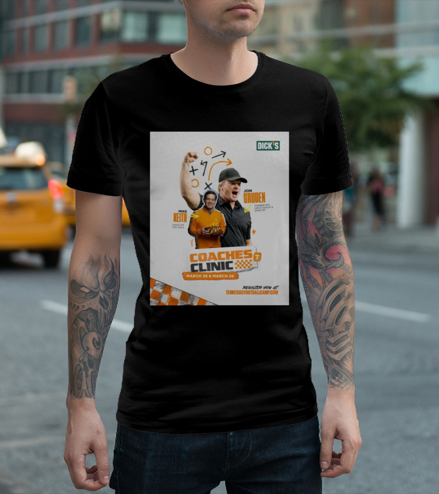 Tennessee Vols Coaches Clinic March 28-29 Mike Keith Voice Of The Vols Jon Gruden Former NFL Head Coach Analyst T-Shirt