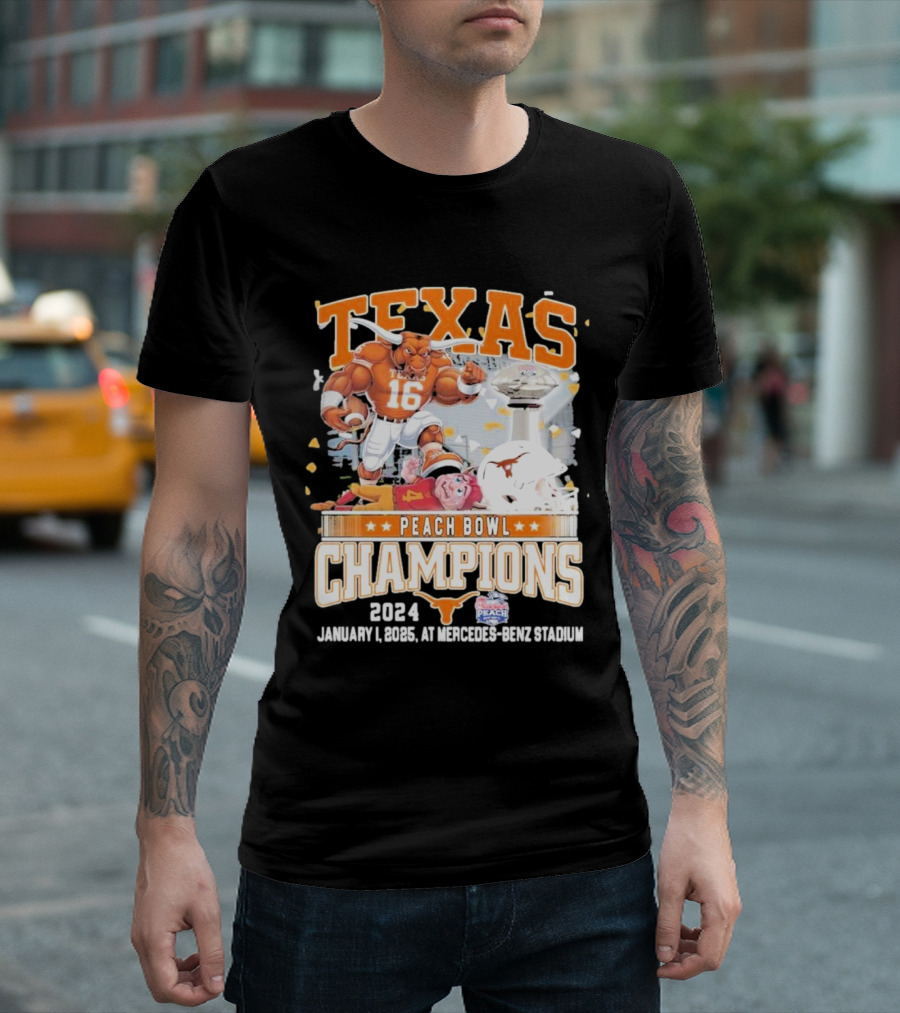 Texas Longhorns Peach Bowl Champions 2024 January 1 Mercedes-Benz Stadium T-Shirt