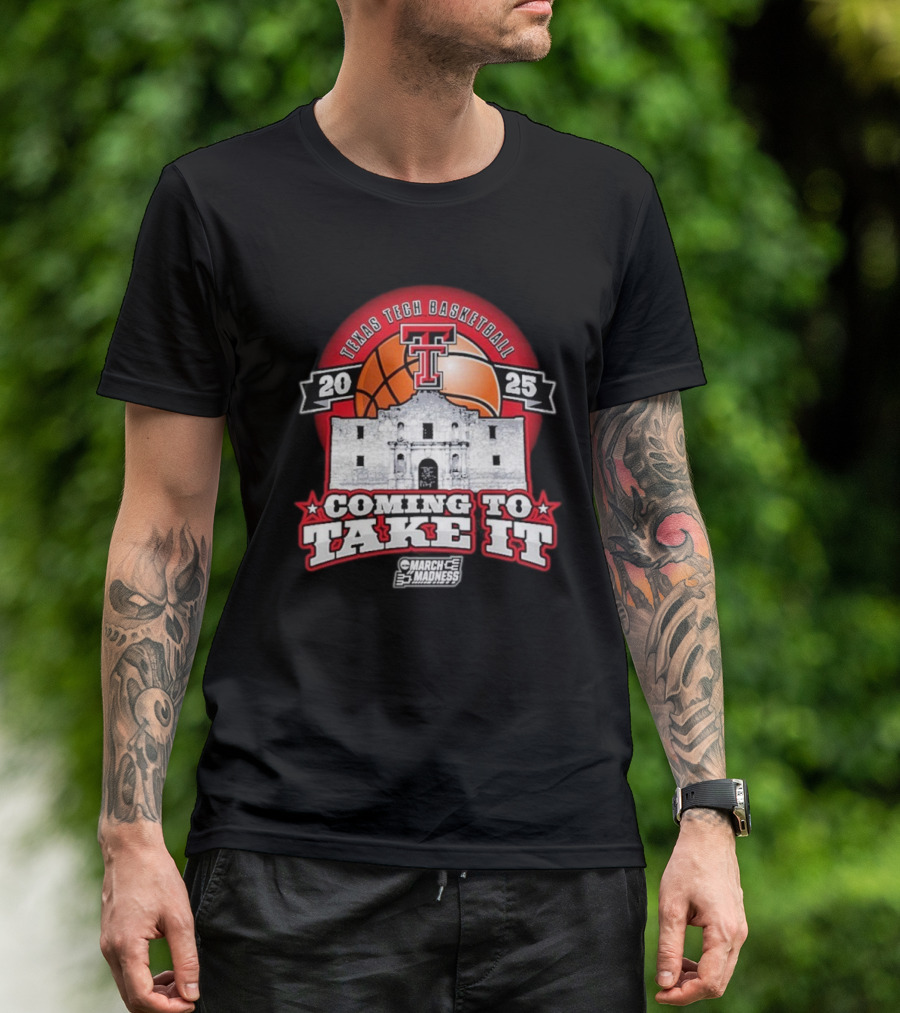 Texas Tech Basketball 2025 Coming To Take It March Madness NCAA Tournament Alamo Basketball Icon Baseball Tee T-Shirt
