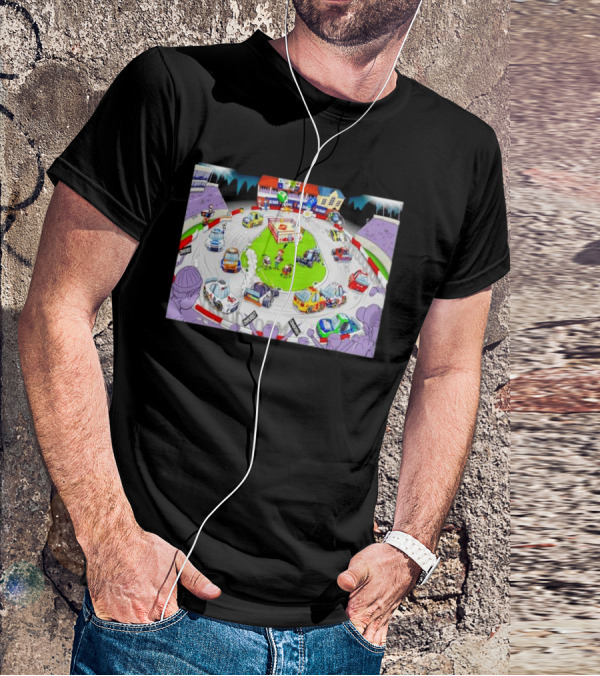 The Clash At Bowman Gray Stadium NASCAR Racing Daytona 500 Cartoon Track Scene T-Shirt