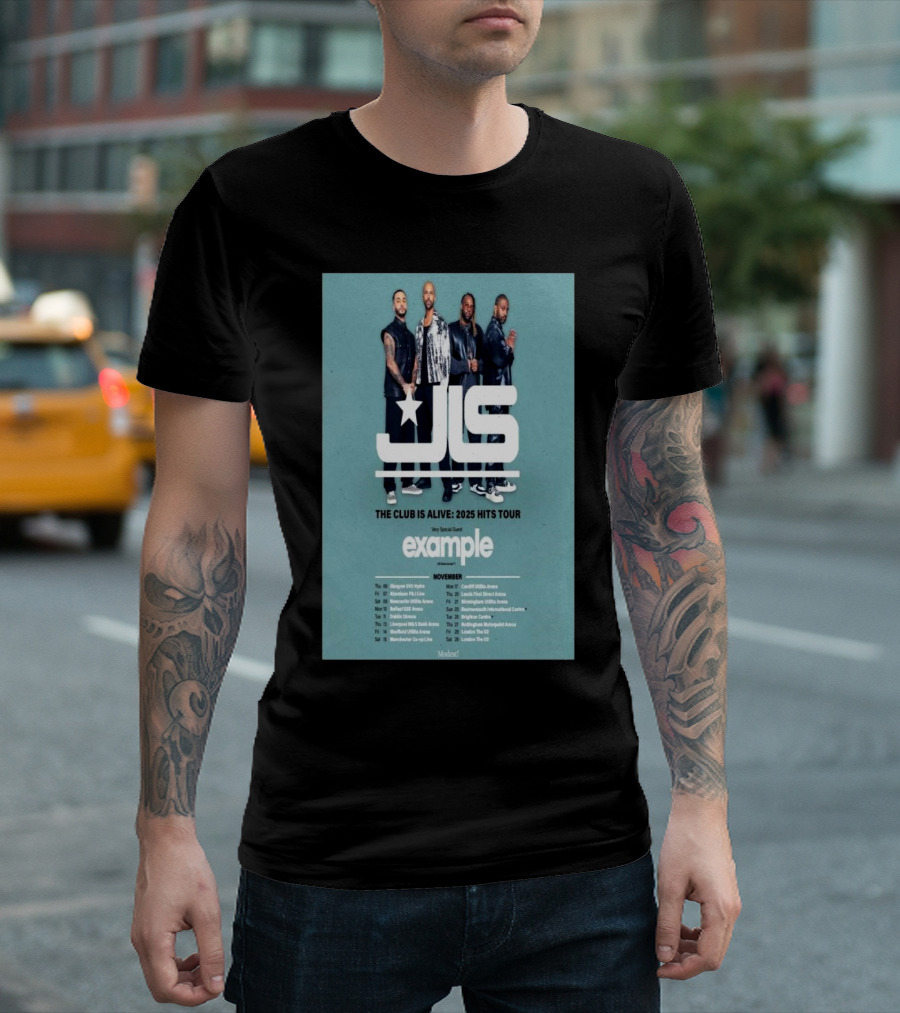 JLS The Club Is Alive 2025 Hits Tour Dates Featuring Special Guest Example T-Shirt