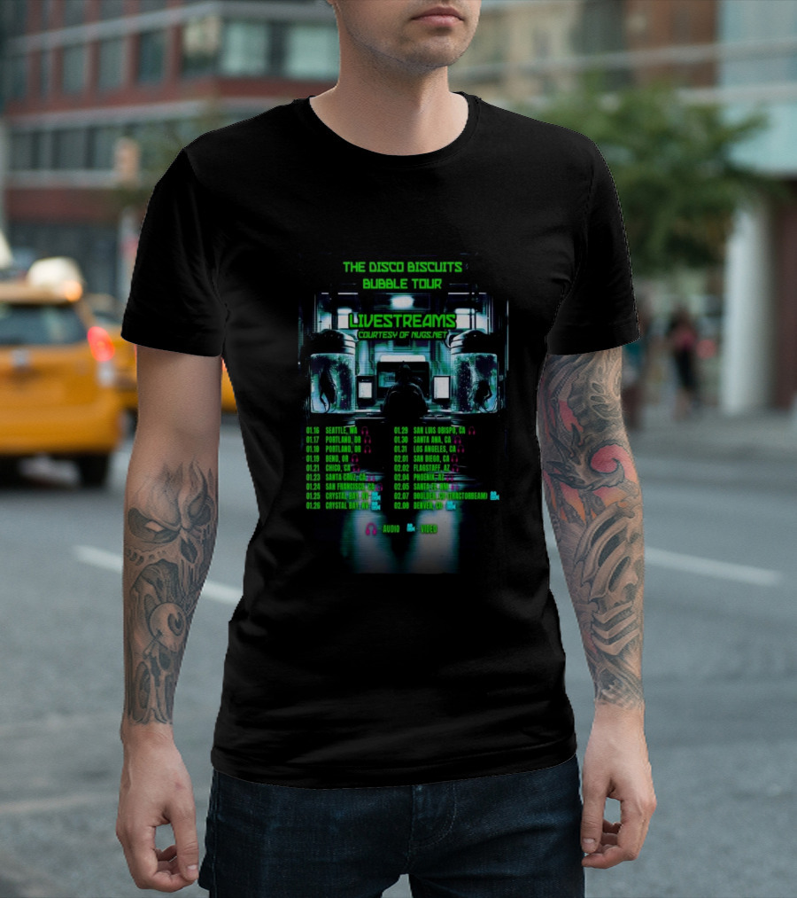 The Disco Biscuits Bubble Tour Livestreams 2025 West Coast Dates By Nugs.net T-Shirt