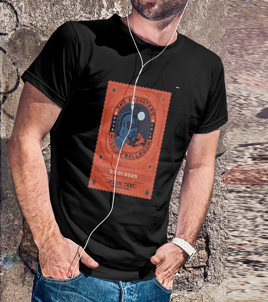 The Elovaters Mission Ballroom Denver CO Mar 01 2025 Event Moon Taxi Surfer Girl T-Shirt