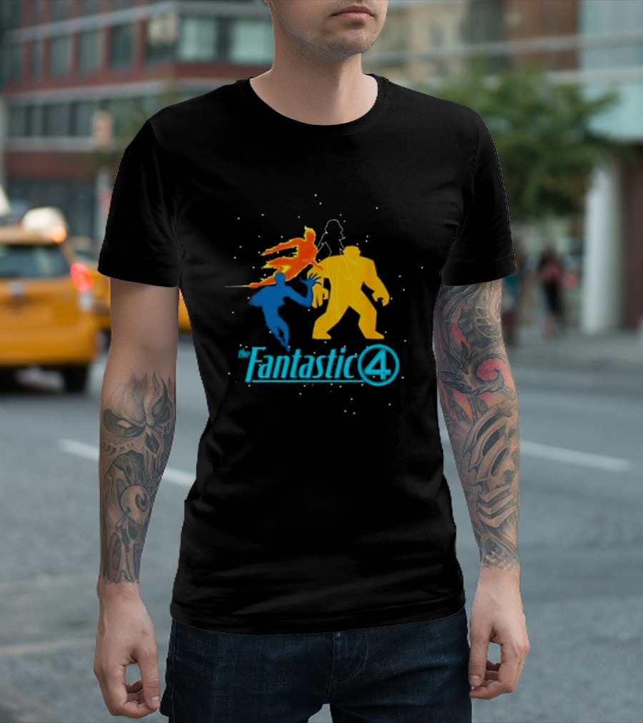 Fantastic Four Team Explosive Silhouette Action T-Shirt