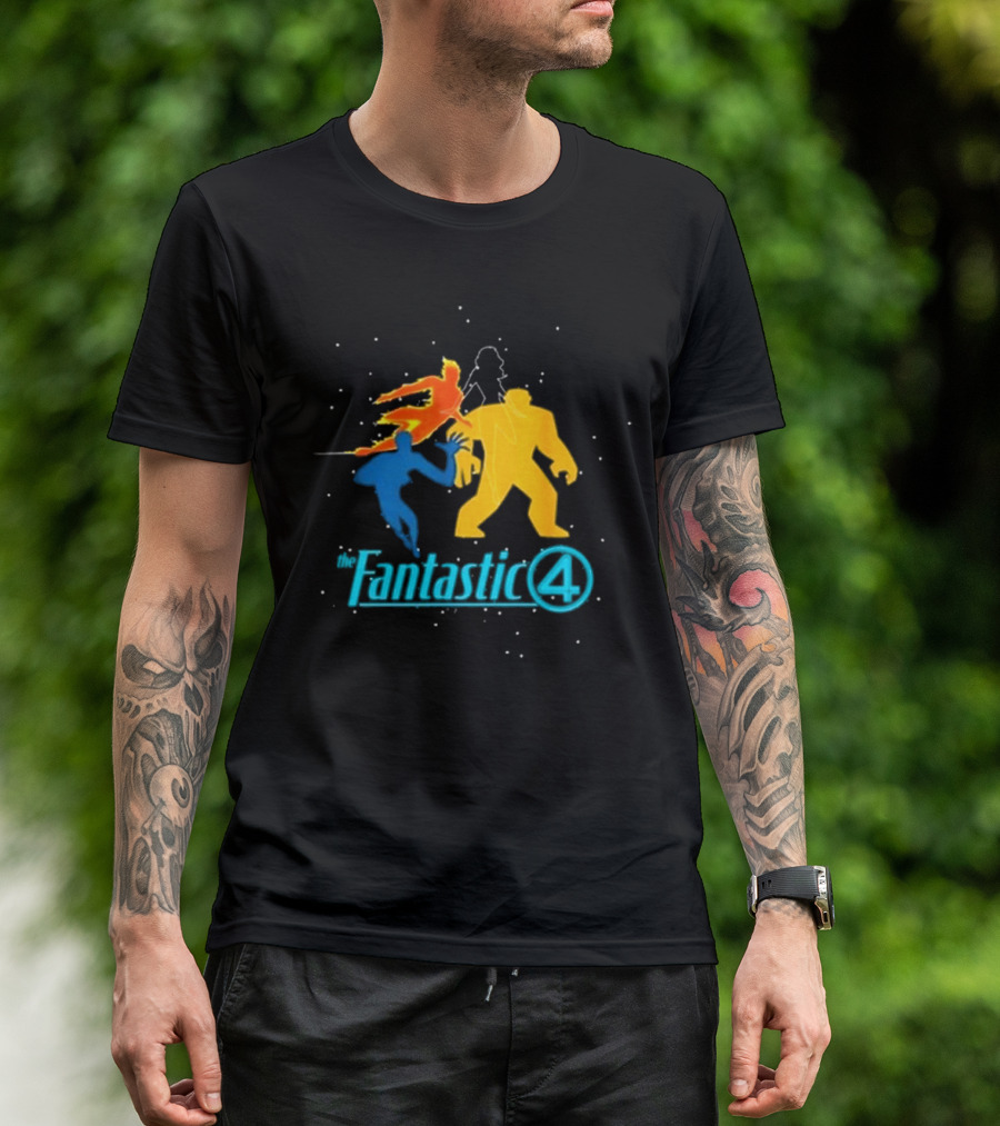 Fantastic Four Team Explosive Silhouette Action T-Shirt