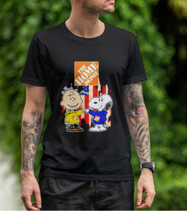 The Home Depot Charlie Brown Snoopy American Flag T-Shirt