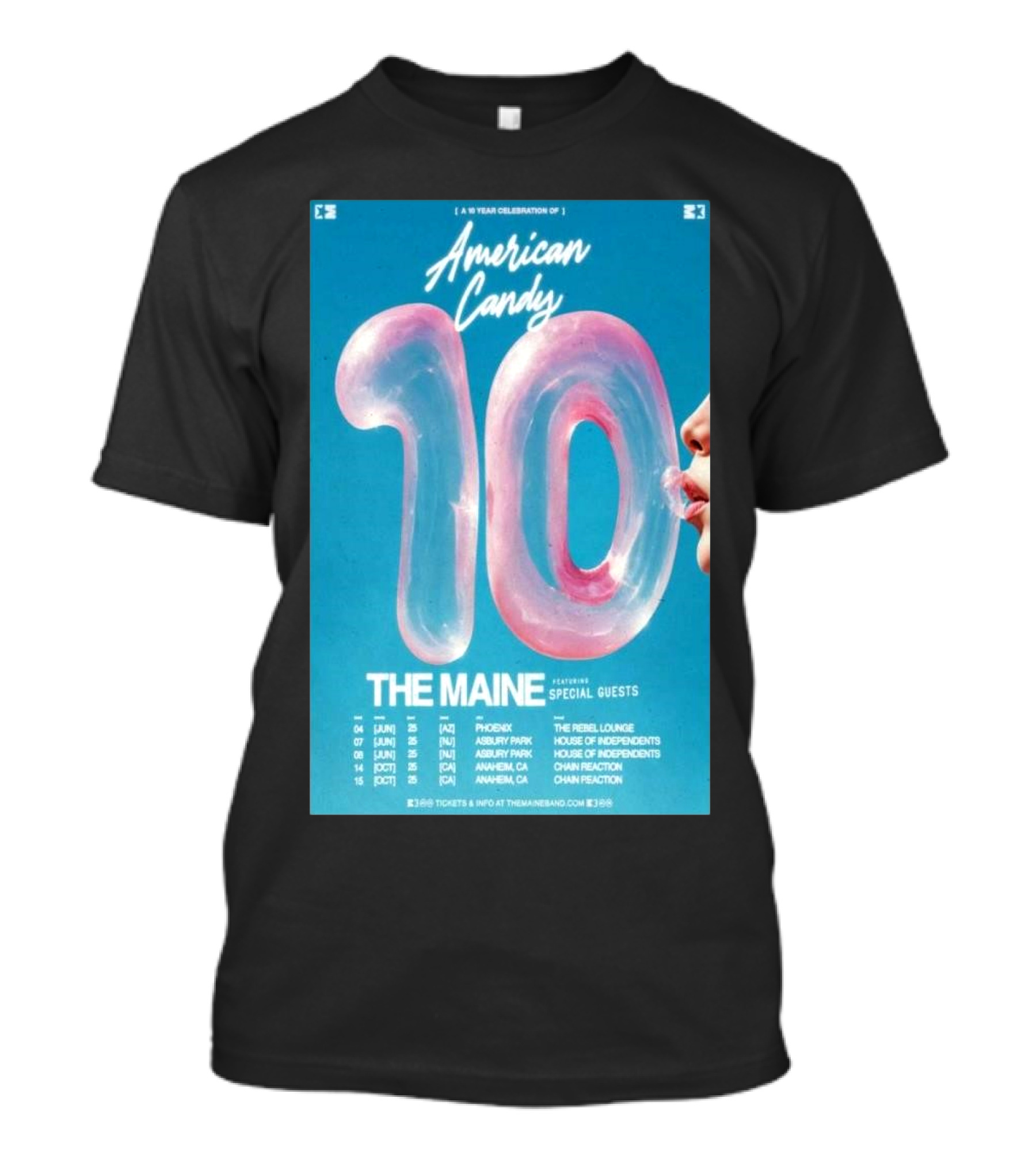 American Candy The Maine 10th Anniversary Tour 2025 Phoenix Asbury Park Anaheim T-Shirt