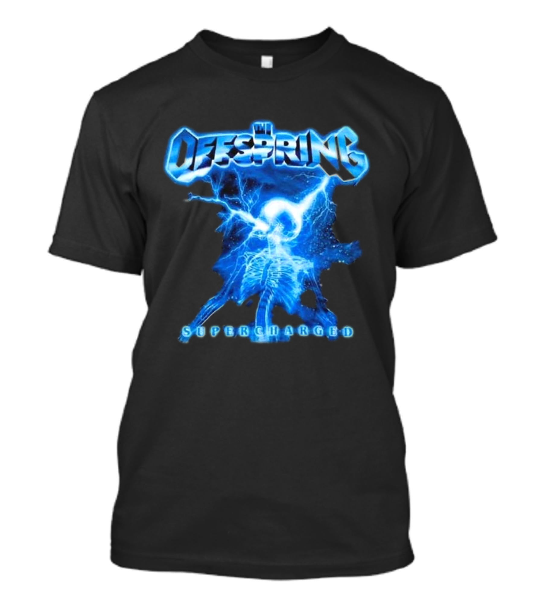 The Offspring Supercharged Worldwide Tour 2025 Japan & Australia Electric Blue Lightning Skeleton T-Shirt