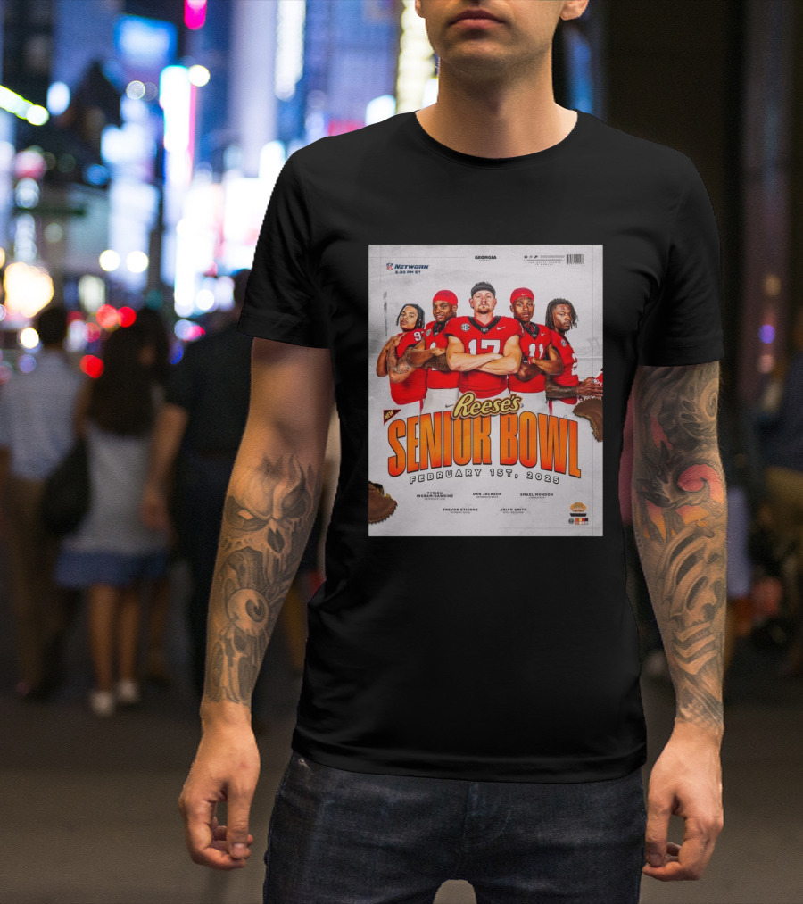 Reese's Senior Bowl 2025 Georgia Bulldogs Tyrion Ingram-Dawkins Dan Jackson Smael Mondon Trevor Etienne Arian Smith T-Shirt