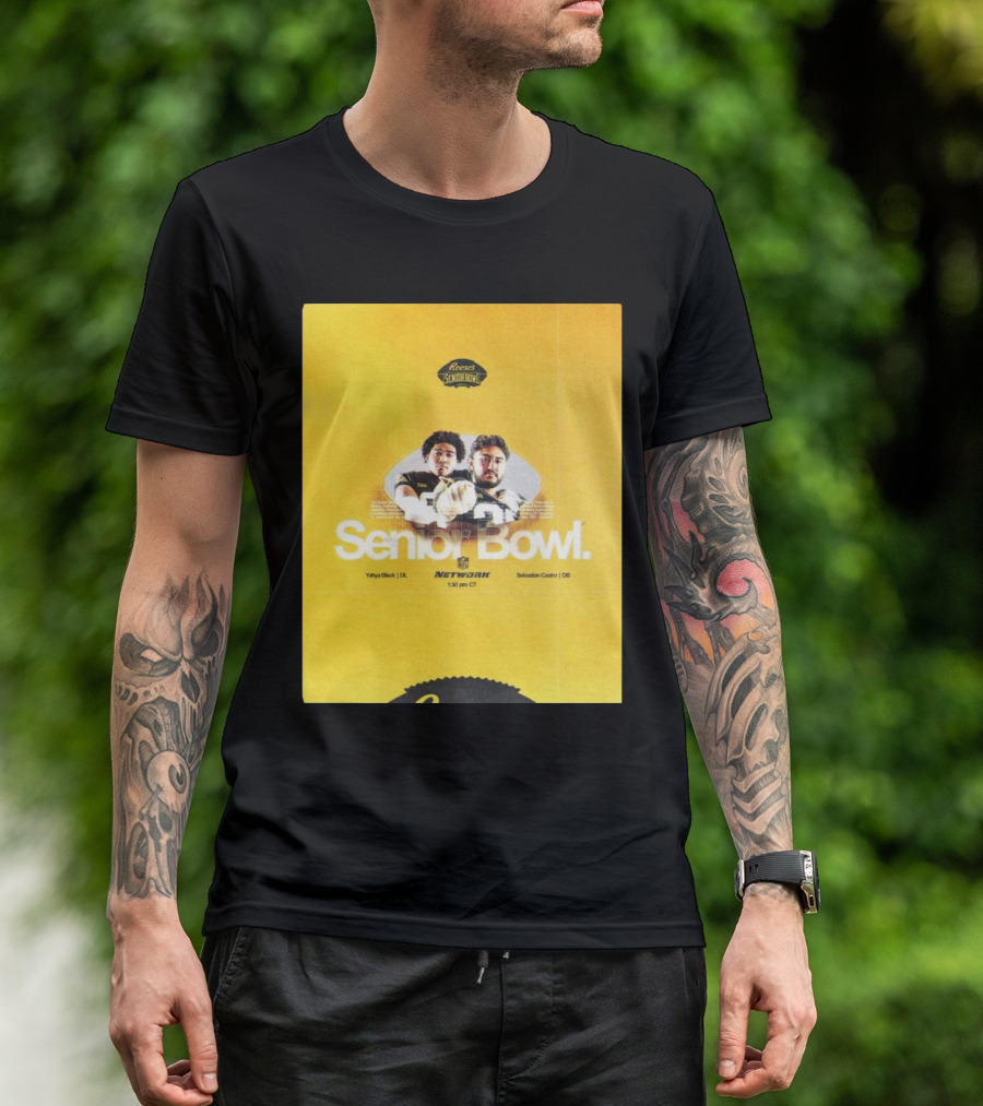 Reese's Senior Bowl Yahya Black Sebastian Castro 2025 Network Texas Tech Football February 1 T-Shirt