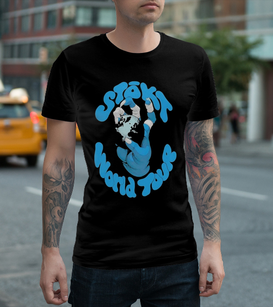 Stōkt World Tour Blue Water Hand Motif T-Shirt