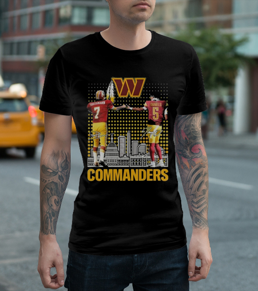 Commanders Theismann Daniels Football Signatures T-Shirt