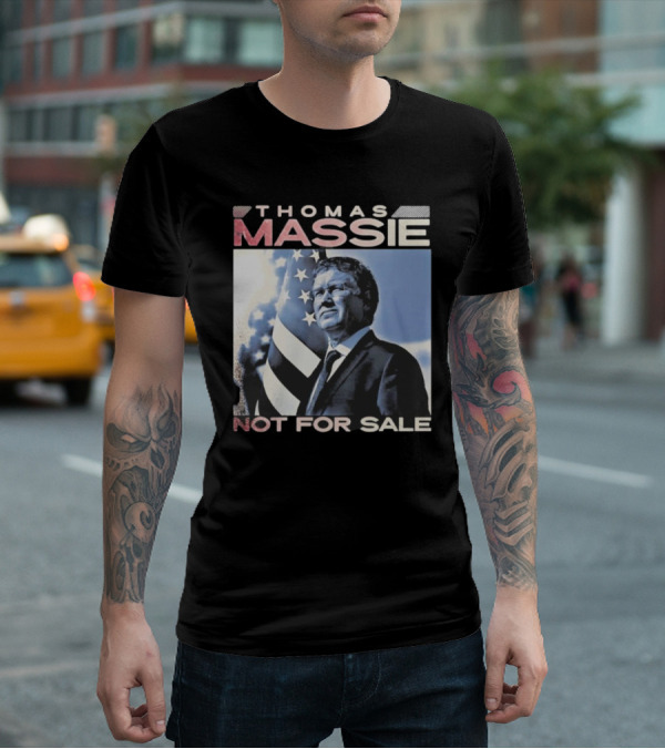 Thomas Massie Not For Sale American Flag Portrait T-Shirt