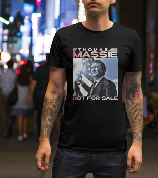 Thomas Massie Not For Sale American Flag Portrait T-Shirt