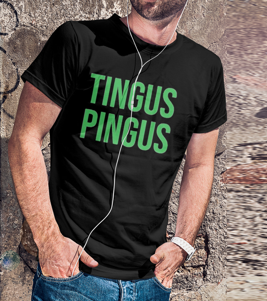 Tingus Pingus Internet Meme Phrase Bold Green Text T-Shirt