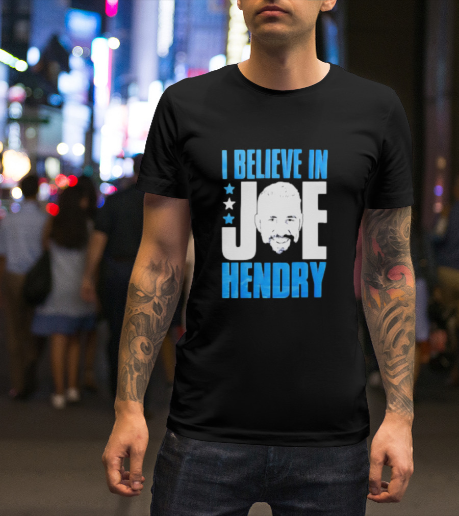 TNA I Believe In Joe Hendry Blue Text And Stars T-Shirt