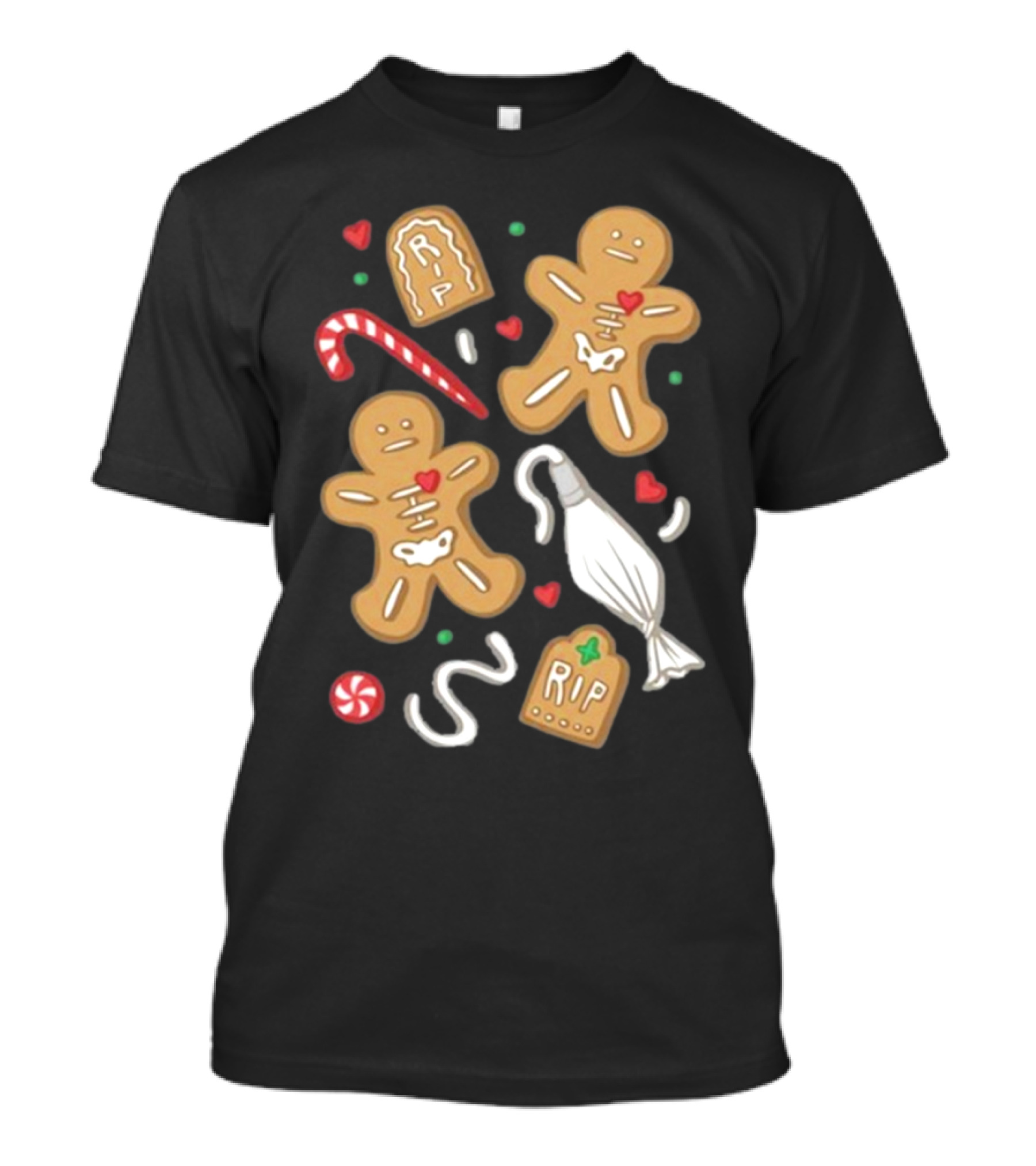 Totally Normal Gingerbread Skeletons RIP Cookies And Candy Cane T-Shirt