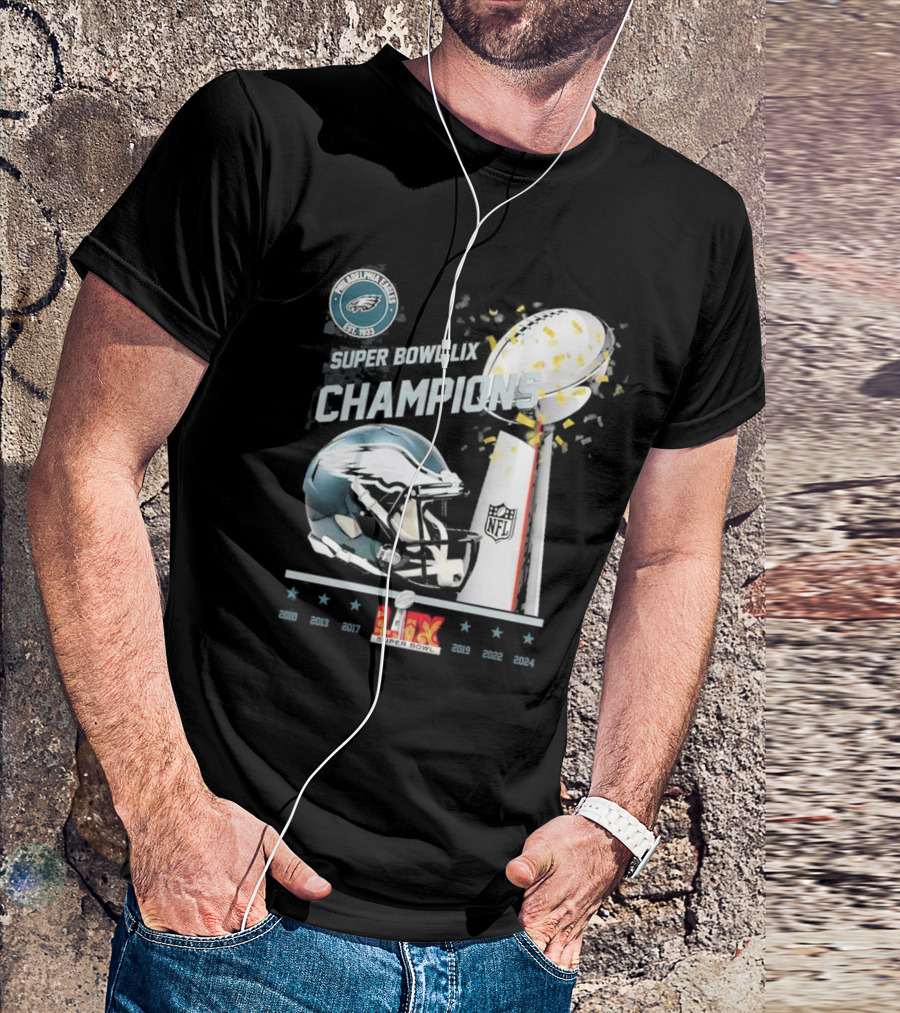 Super Bowl LIX Champions Philadelphia Eagles Trophy Collectible T-Shirt