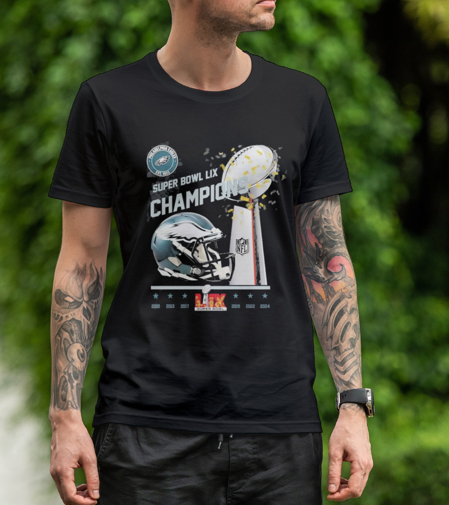 Super Bowl LIX Champions Philadelphia Eagles Trophy Collectible T-Shirt