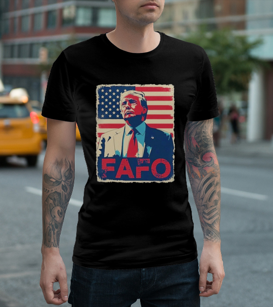 Trump FAFO F Around Find Out Retro US Flag American Patriotic Design T-Shirt
