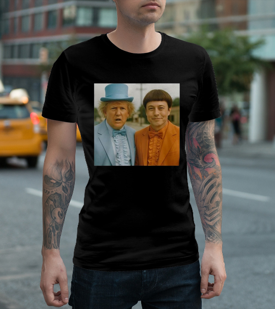 Trump Musk Dumb And Dumber Costumes Ruffled Suits T-Shirt