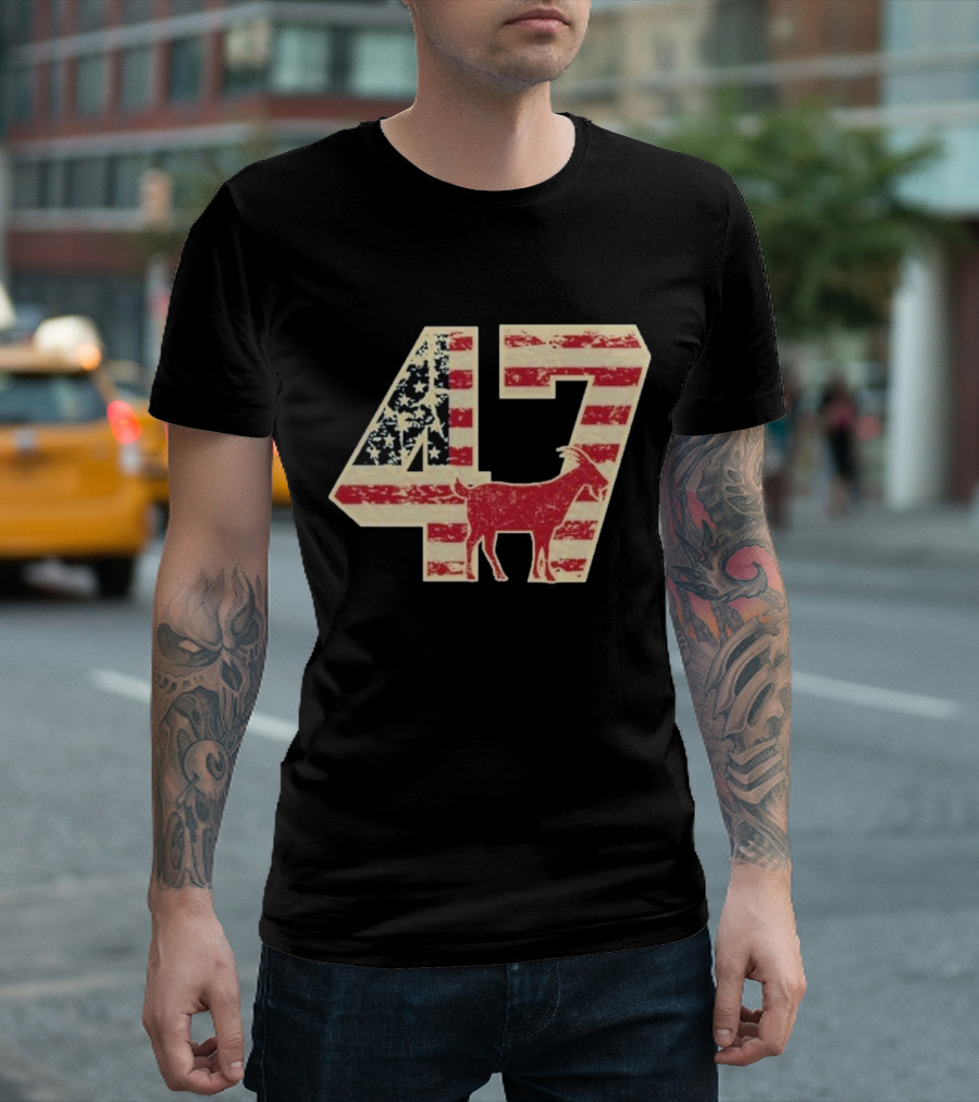 Patriotic GOAT 47 American Flag Stars And Stripes T-Shirt