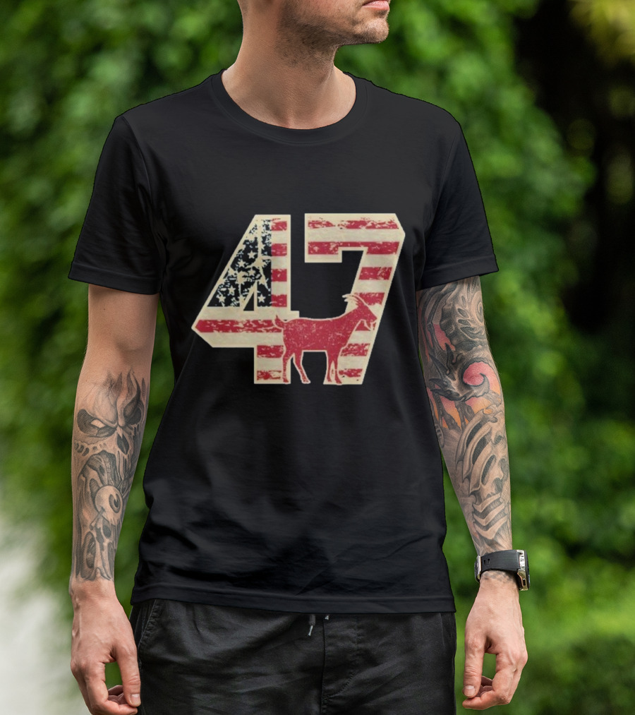 Patriotic GOAT 47 American Flag Stars And Stripes T-Shirt