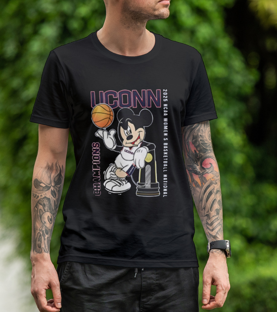UConn Huskies Mickey Mouse 2025 NCAA Women's Basketball National Champions T-Shirt
