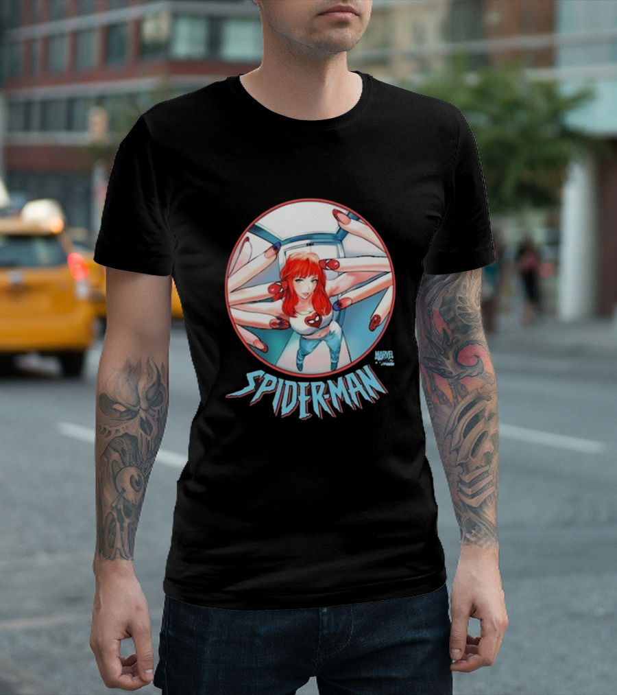 Marvel Comics Spider-Man Cover Girl In Red Hair With Spider Nails T-Shirt