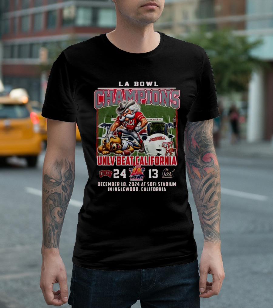 UNLV LA Bowl Champions Beat California 2024 24-13 Sofi Stadium Inglewood T-Shirt