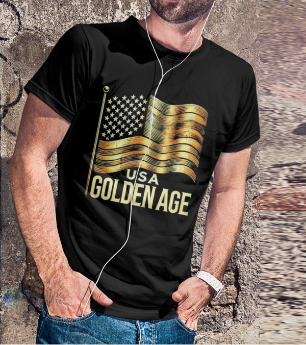 USA Golden Age Golden American Flag T-Shirt