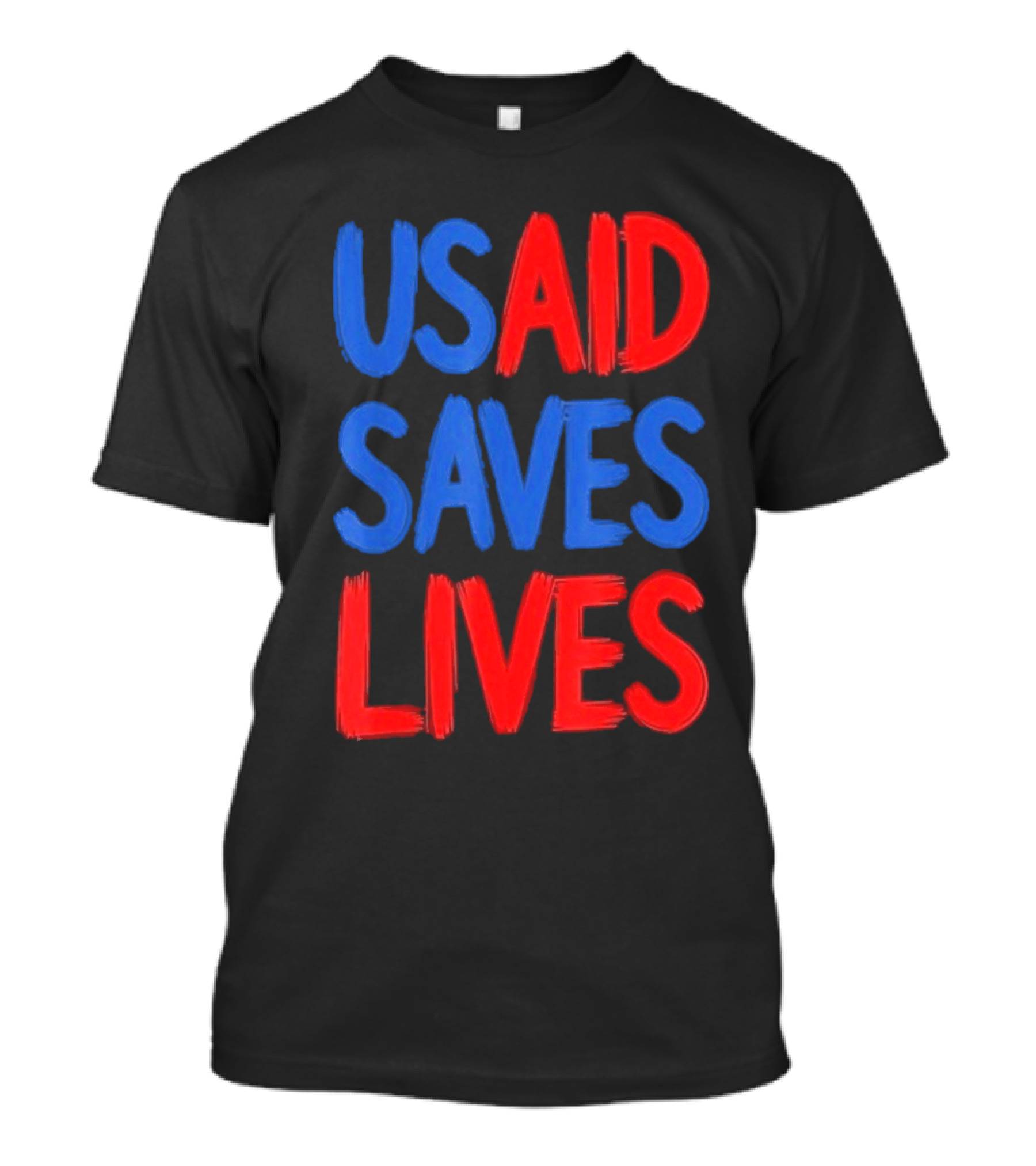 USAID Saves Lives Red And Blue Text T-Shirt