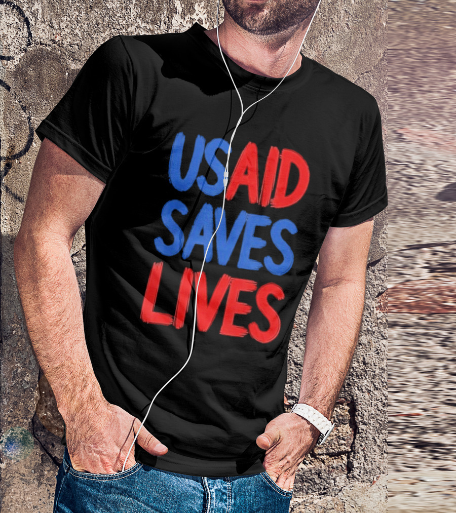 USAID Saves Lives Red And Blue Text T-Shirt